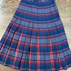 Pendleton Navy and Scarlet Plaid A-Line Skirt
